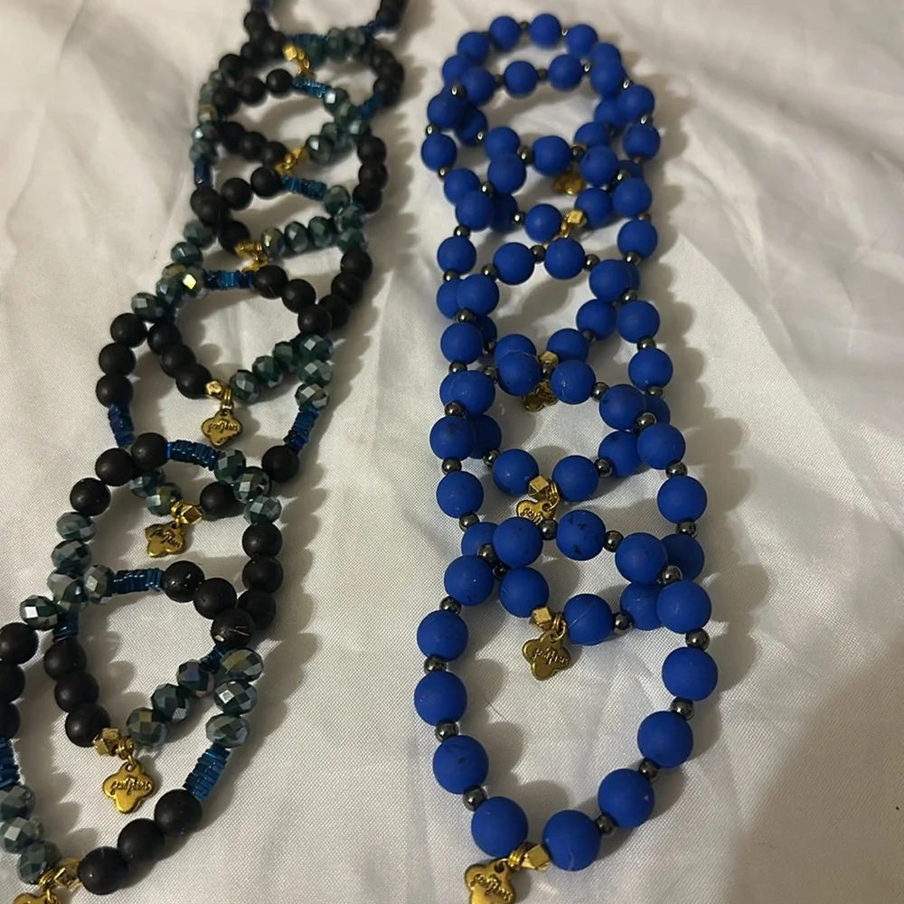Girl’s Gem Jams by Erimish stretch bead bracelet blue black Deep Sea Kids Sticky